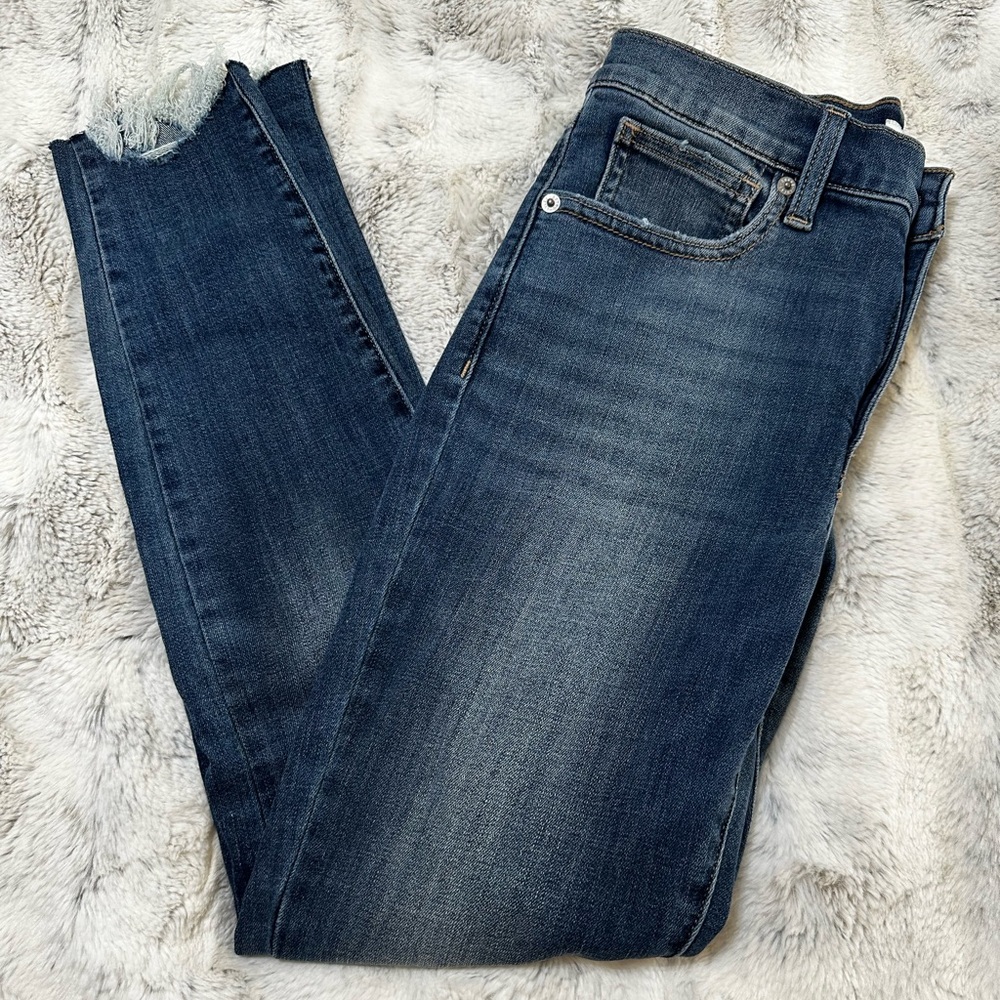 Lucky Bridgette High Rise Skinny Chewed Hem Jeans Size 4